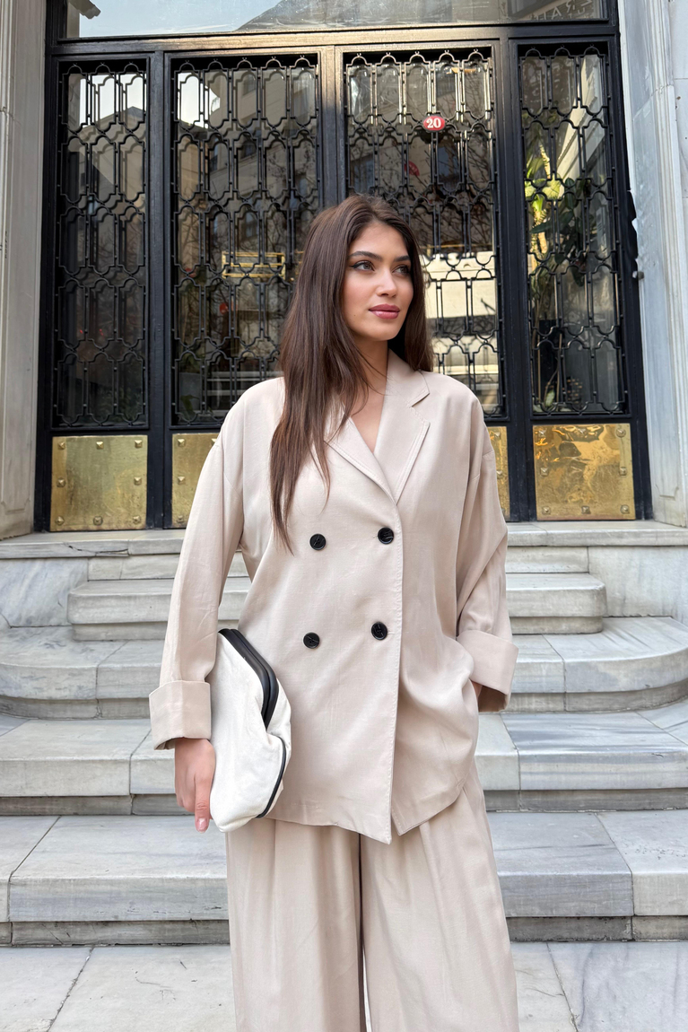 Tensel Blazer Pantolonlu Takım - VİZON