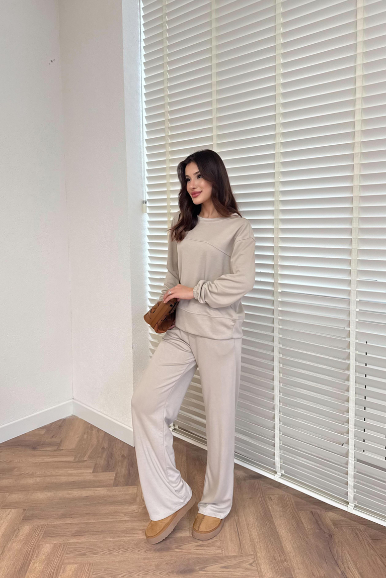 Basic Modal Pantolonlu Takım - BEJ