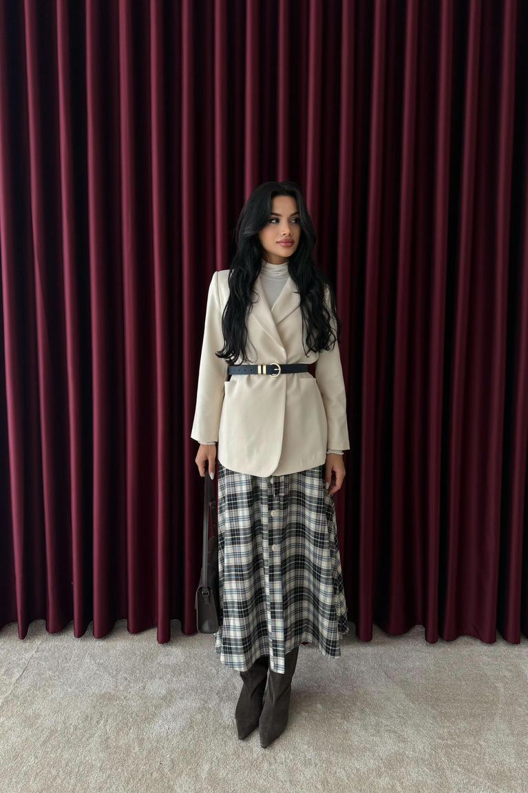 Cepli Blazer Ceket - EKRU