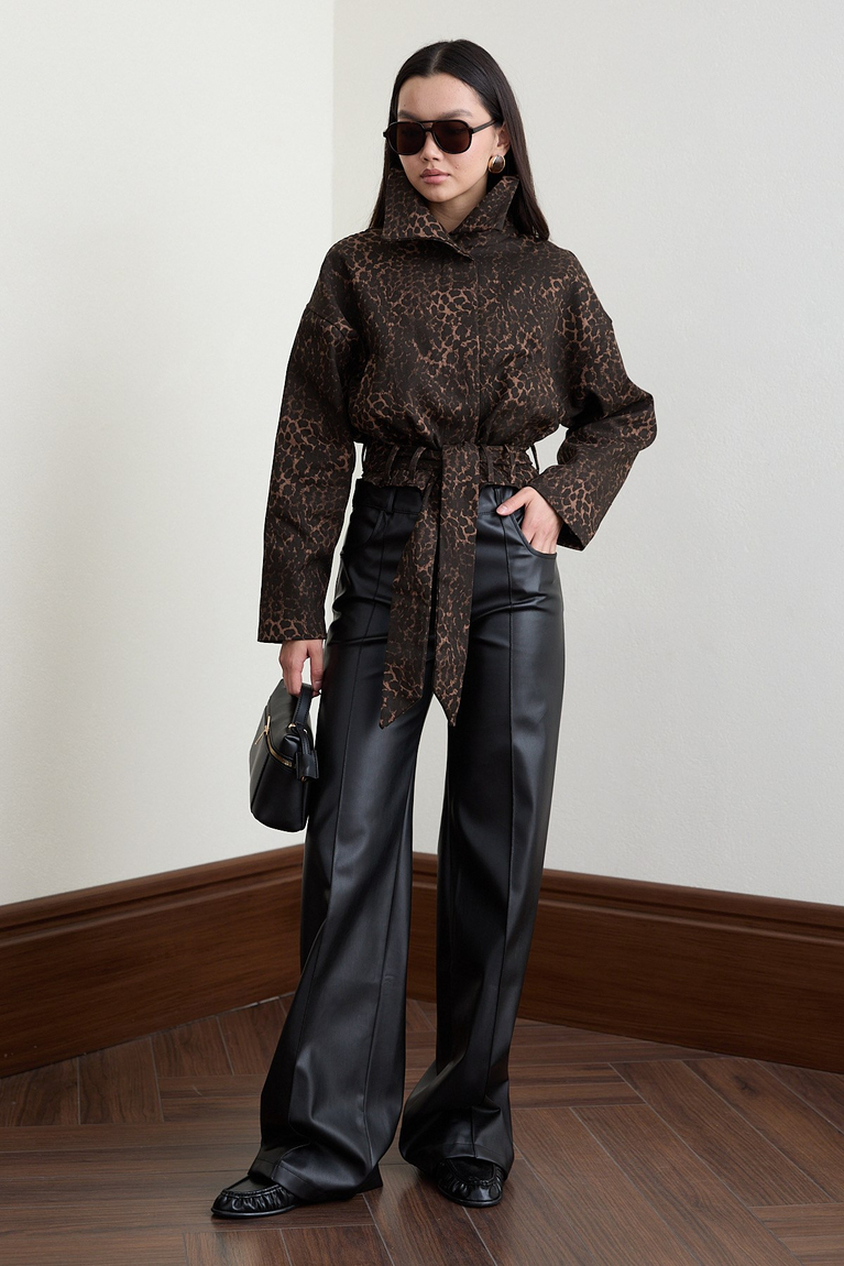 Desenli Gabardin Ceket - KAHVE