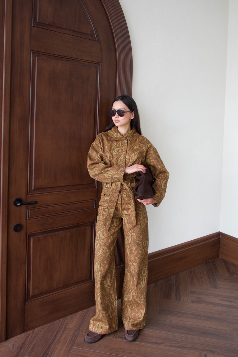 Desenli Gabardin Ceket - KİREMİT