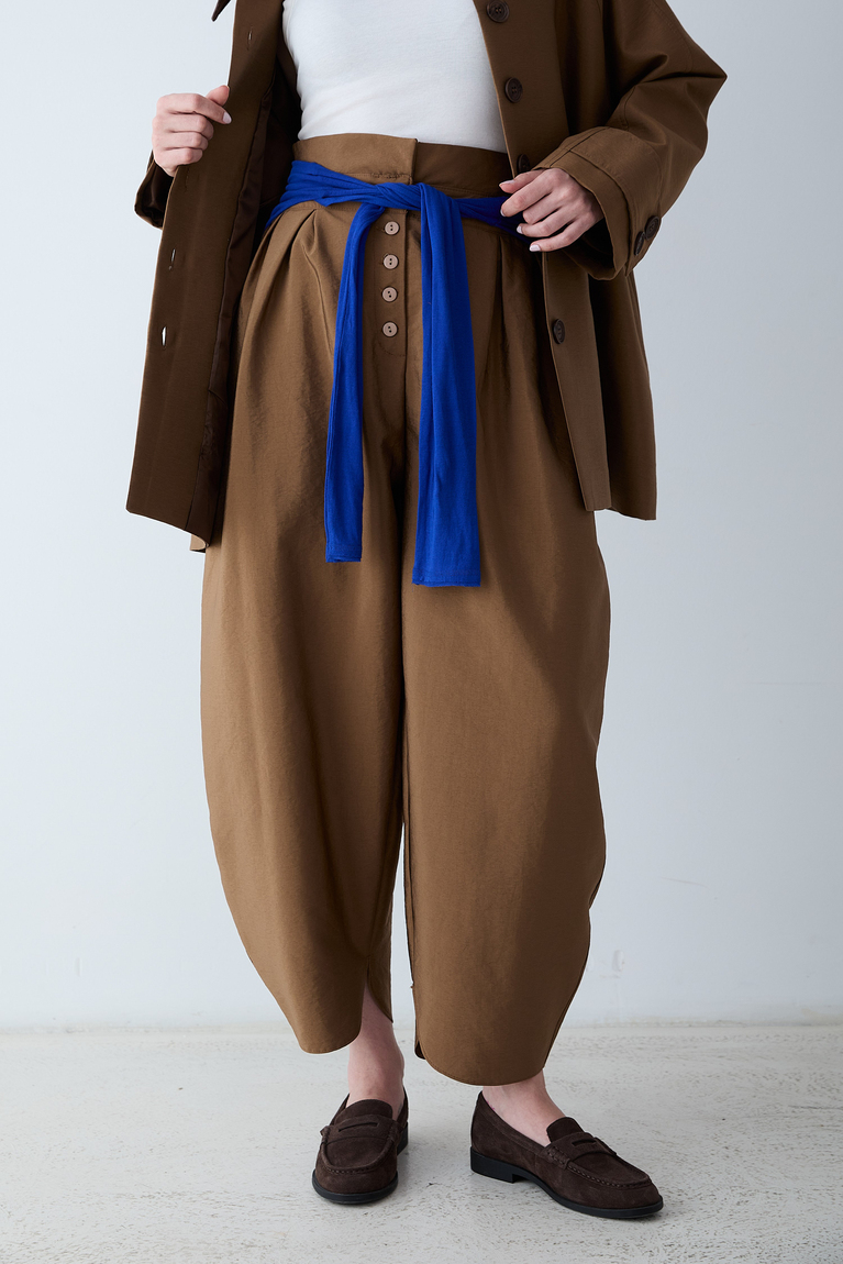 Düğme Detaylı Pantolon - TABA