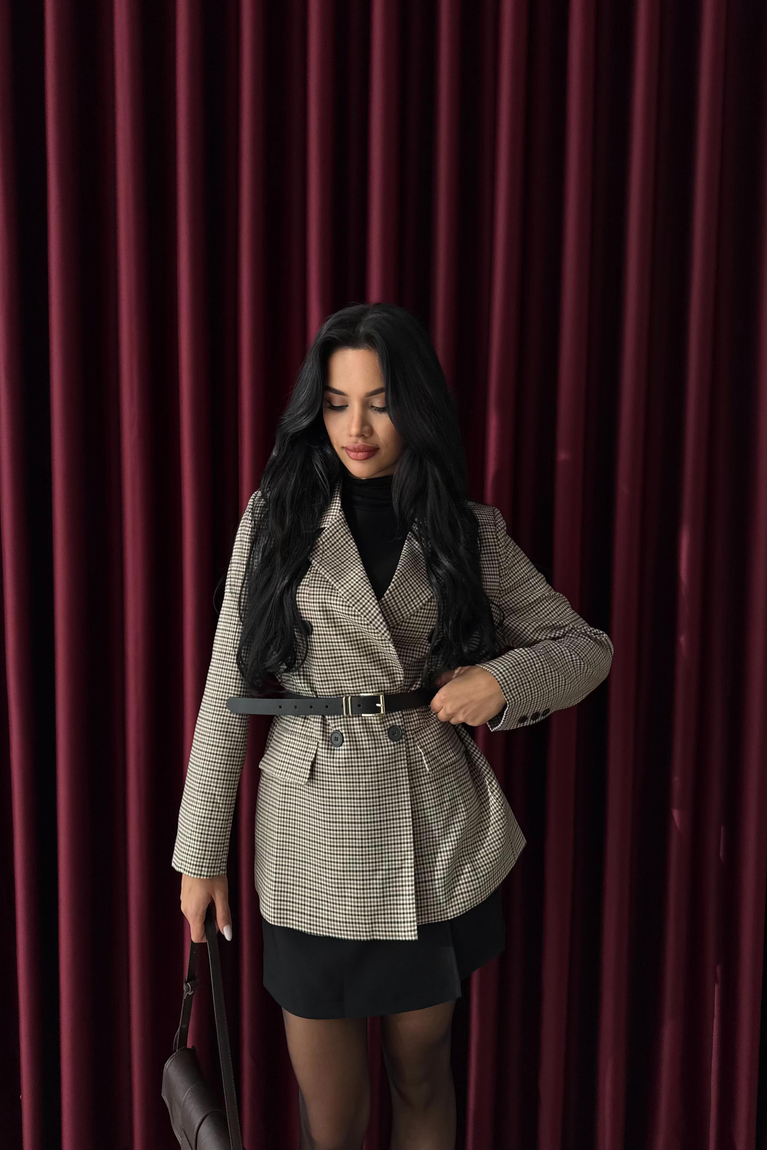 Ekose Blazer Ceket - SİYAH