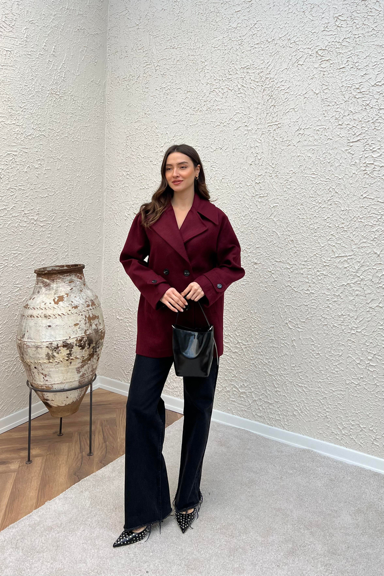 Kısa Kaşe Kaban - BORDO