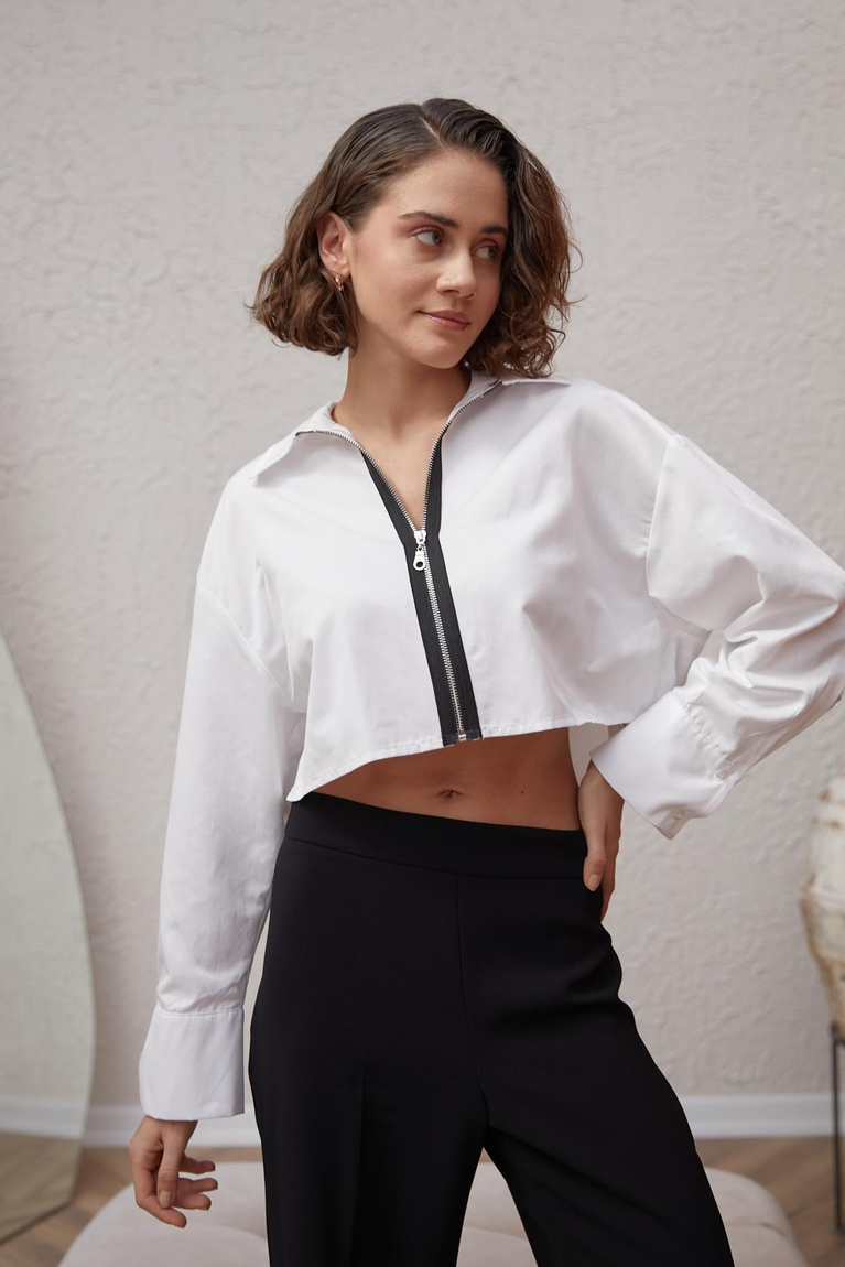 Poplin Crop Gömlek