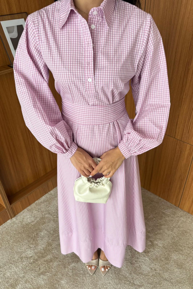 Pötikare Desenli Elbise - PEMBE