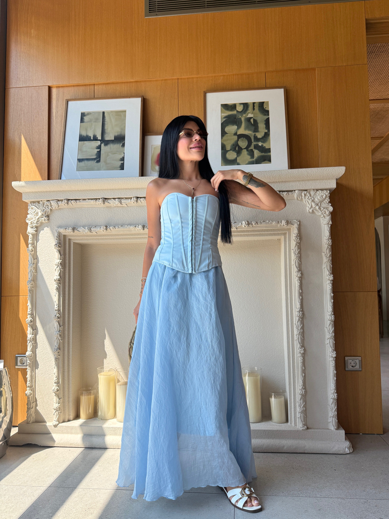 BEBE MAVİ ASTARLI FLOŞ ETEK