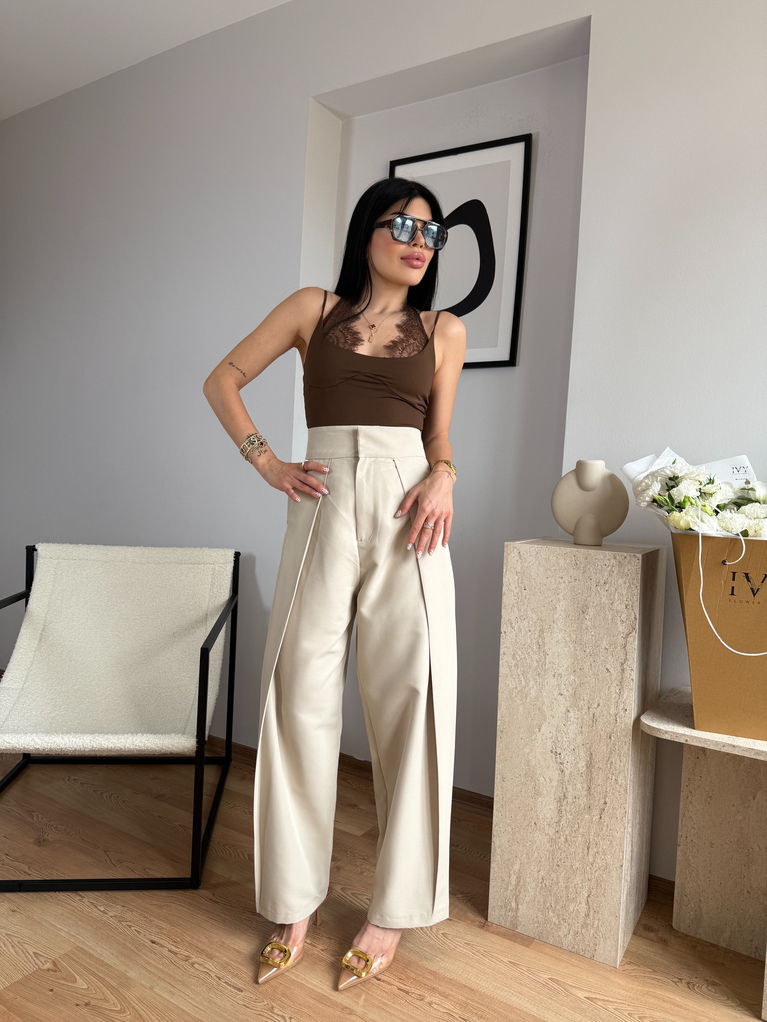 BEJ ZRA MODEL YAZLIK PİLİLİ PANTOLON
