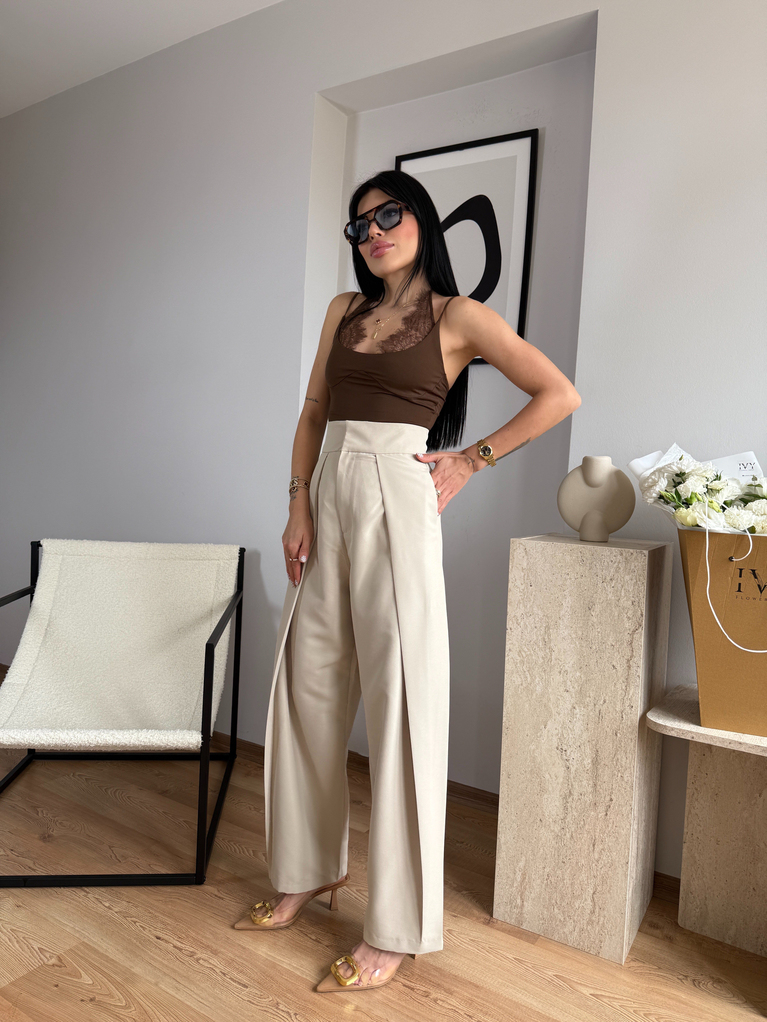 BEJ ZRA MODEL YAZLIK PİLİLİ PANTOLON