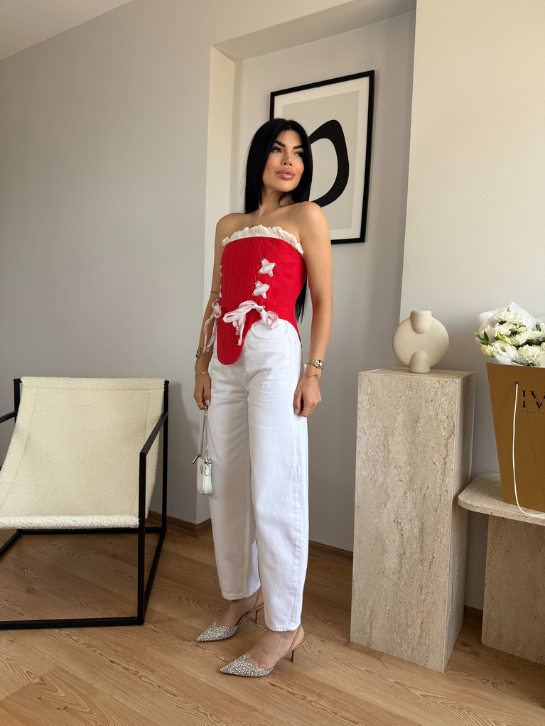 BEYAZ BAGGY JEAN PANTOLON