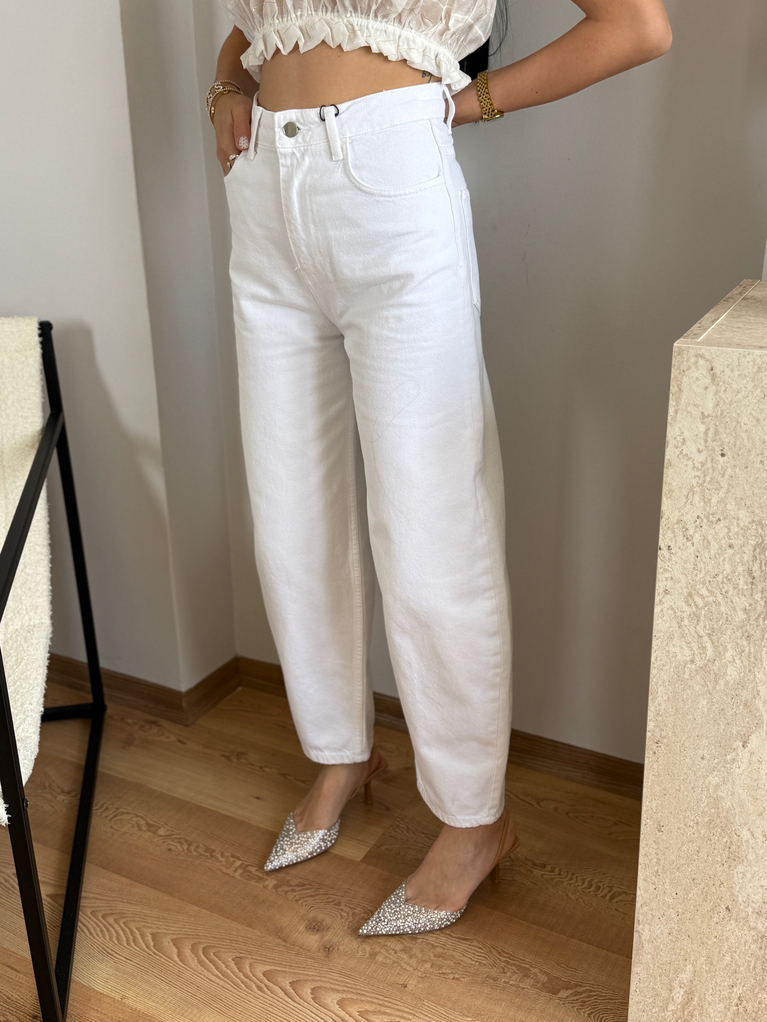 BEYAZ BAGGY JEAN PANTOLON