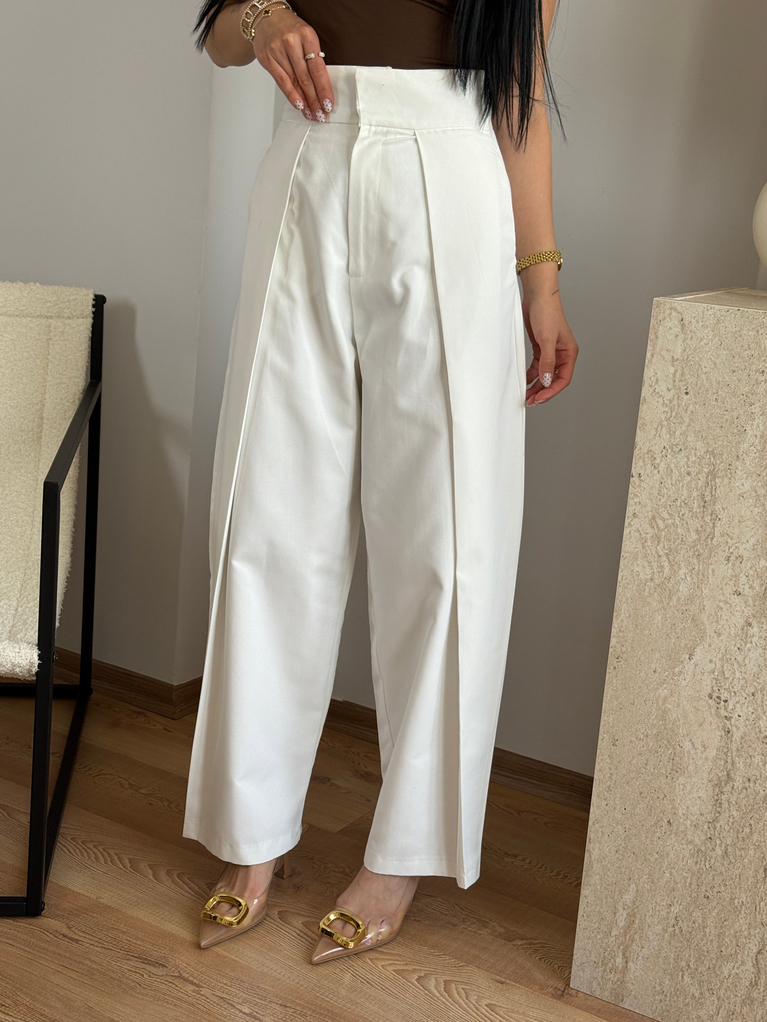 BEYAZ ZRA MODEL YAZLIK PİLİLİ PANTOLON