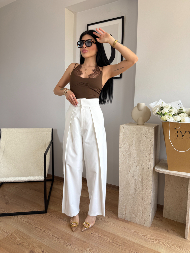 BEYAZ ZRA MODEL YAZLIK PİLİLİ PANTOLON