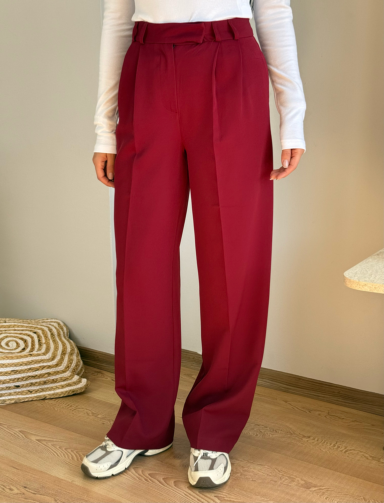 BORDO KUMAŞ PALAZZO PANTOLON