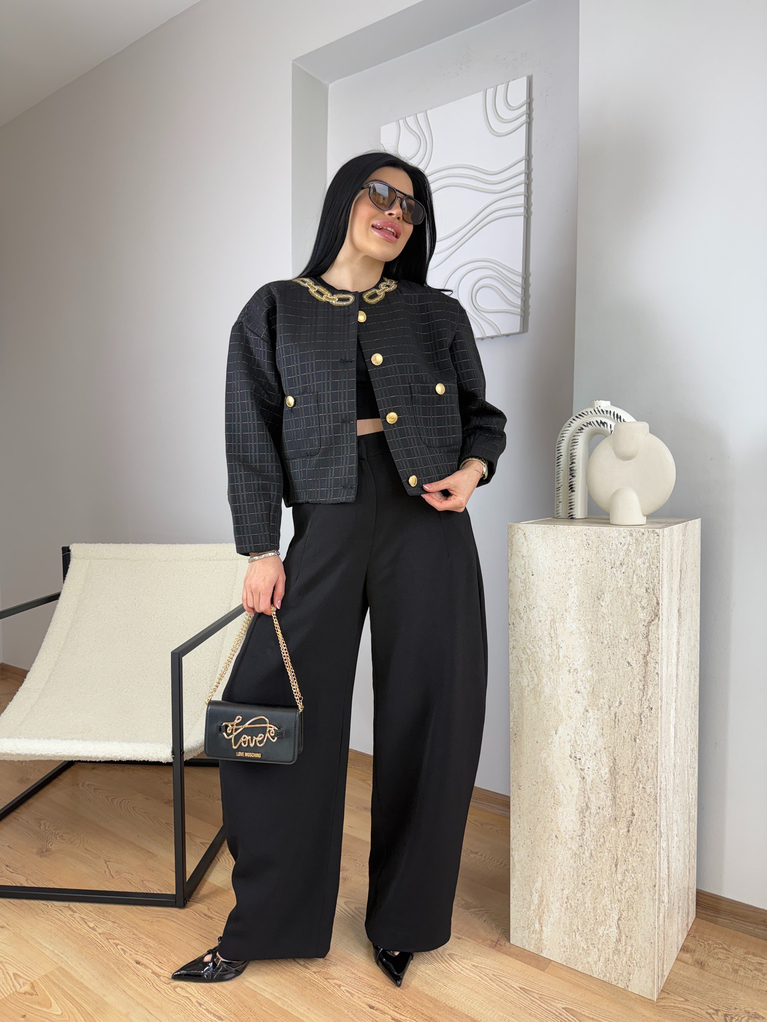 BYMN GOLD ZİNCİR DETAYLI BOMBER CEKET ASTARLI