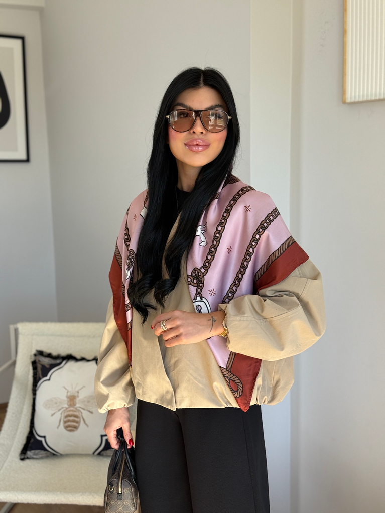 CAMEL FULAR DETAYLI BOMBER MONT CEKET