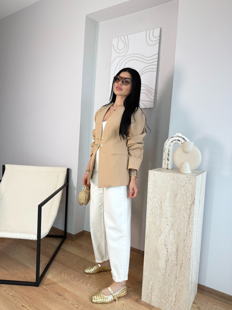 CAMEL KANCA DETAYLI BLAZER CEKET