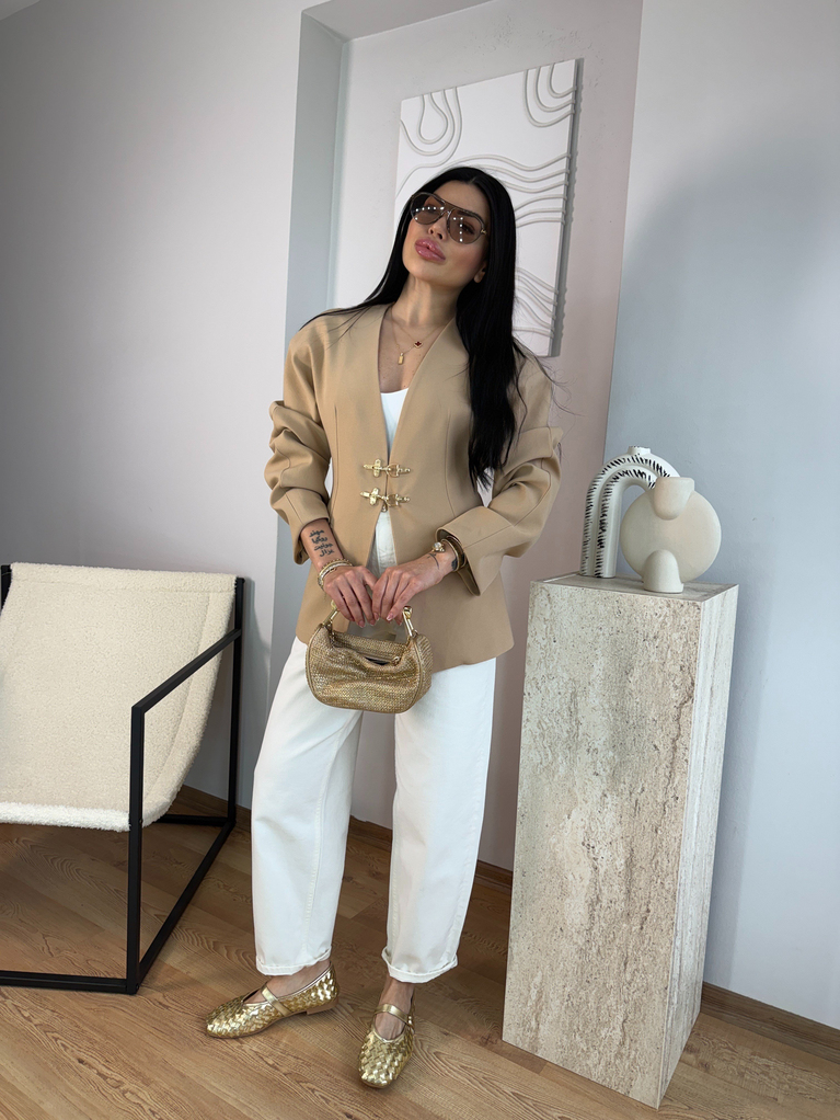 CAMEL KANCA DETAYLI BLAZER CEKET