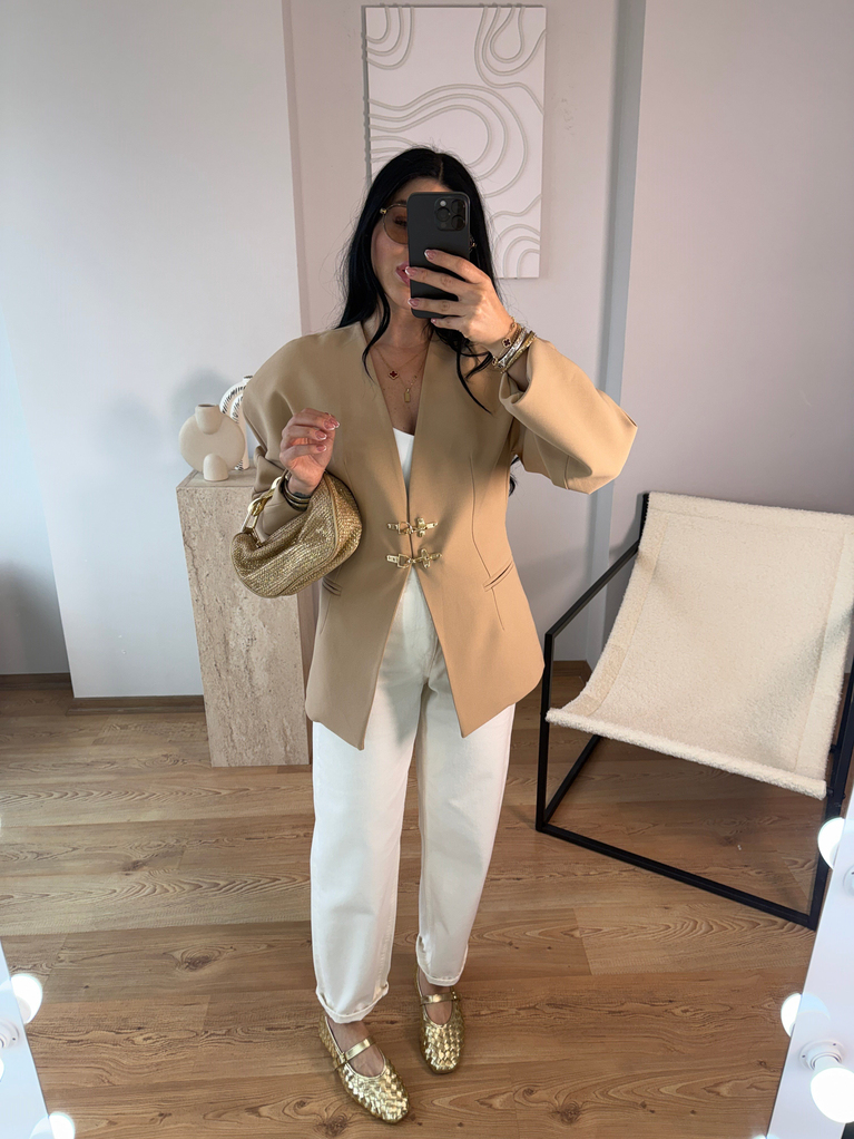 CAMEL KANCA DETAYLI BLAZER CEKET