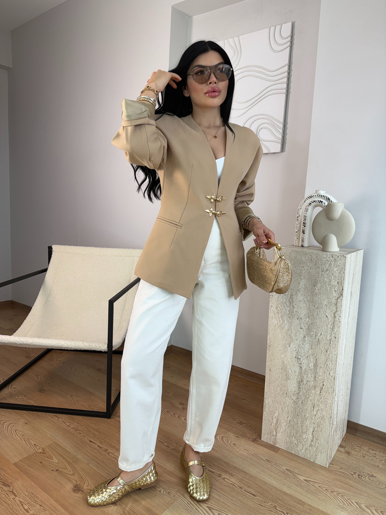 CAMEL KANCA DETAYLI BLAZER CEKET