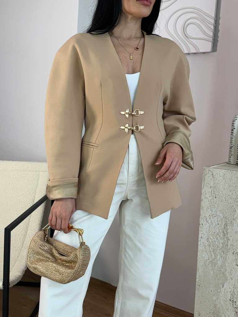 CAMEL KANCA DETAYLI BLAZER CEKET