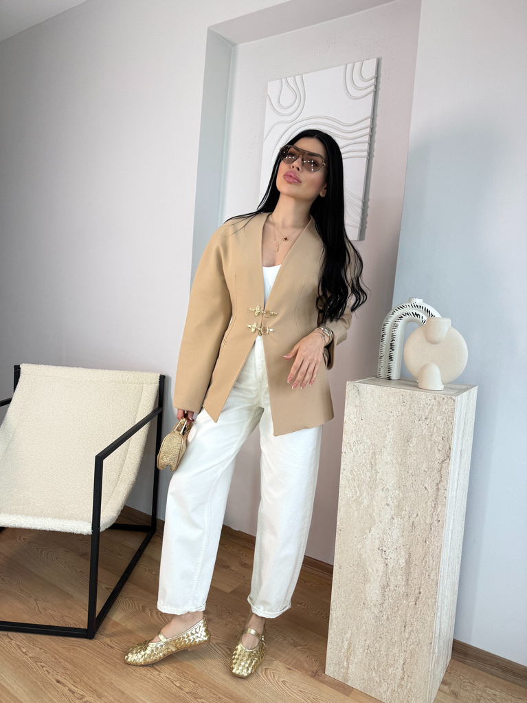 CAMEL KANCA DETAYLI BLAZER CEKET