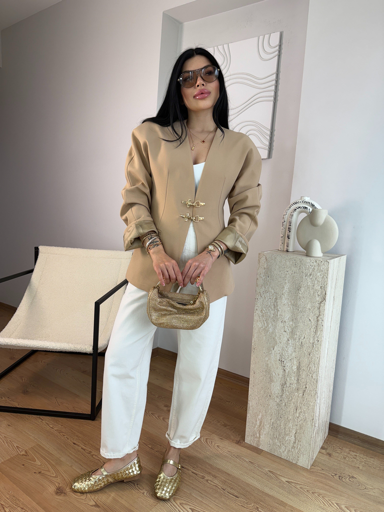 CAMEL KANCA DETAYLI BLAZER CEKET