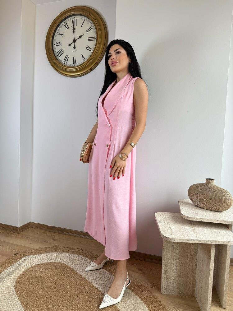 KRUVAZE TENSEL ELBİSE PEMBE 