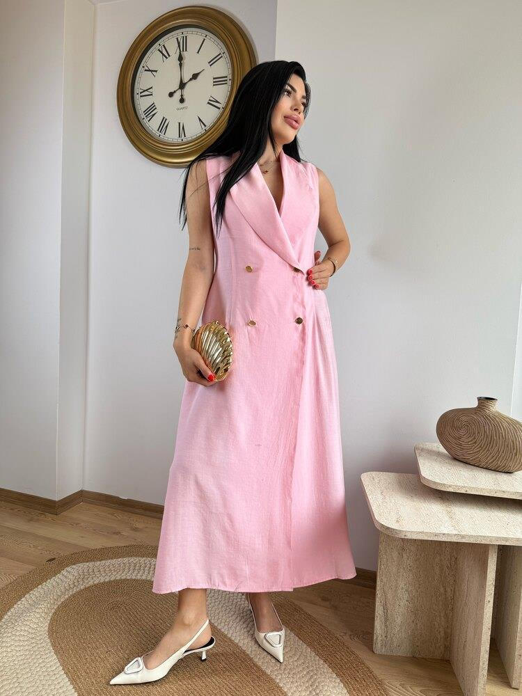 KRUVAZE TENSEL ELBİSE PEMBE 