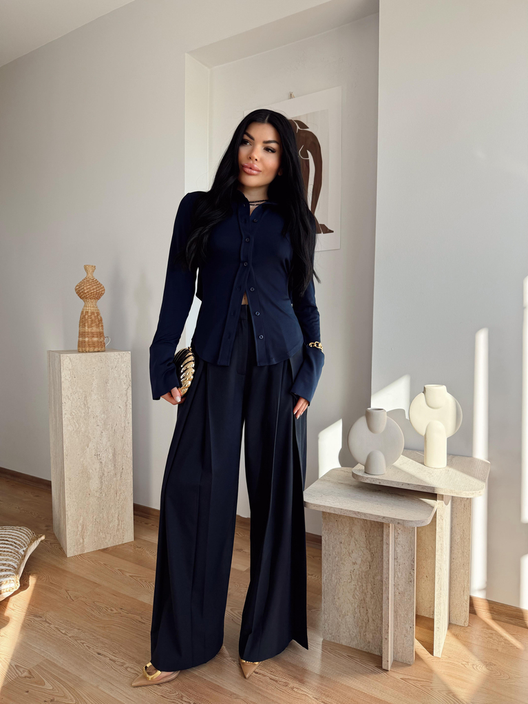 LACİVERT KUMAŞ ZRA MODEL PALAZZO PANTOLON