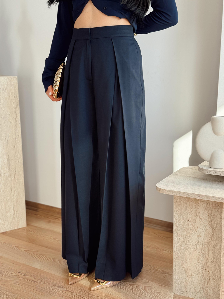 LACİVERT KUMAŞ ZRA MODEL PALAZZO PANTOLON