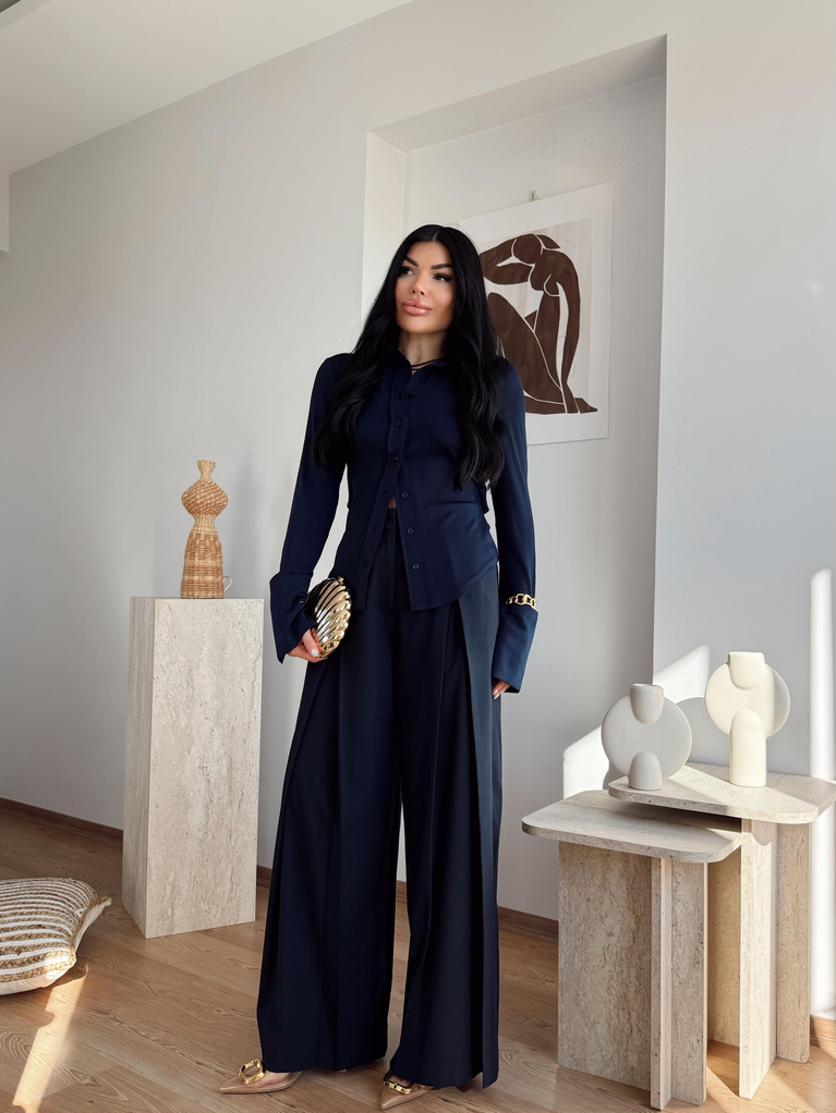 LACİVERT KUMAŞ ZRA MODEL PALAZZO PANTOLON