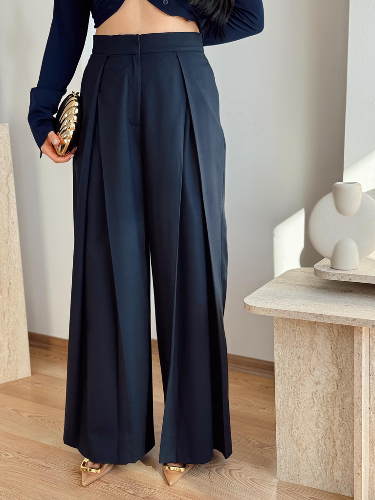 LACİVERT KUMAŞ ZRA MODEL PALAZZO PANTOLON