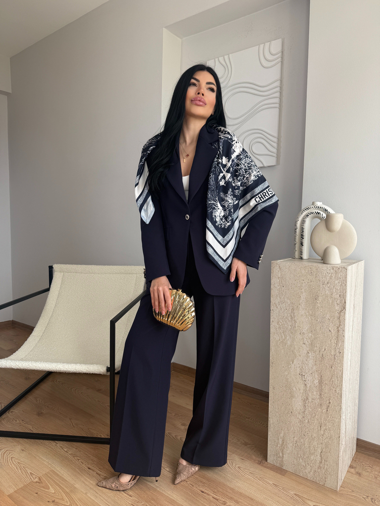 LACİVERT ŞAL DETAYLI BLAZER TAKIM