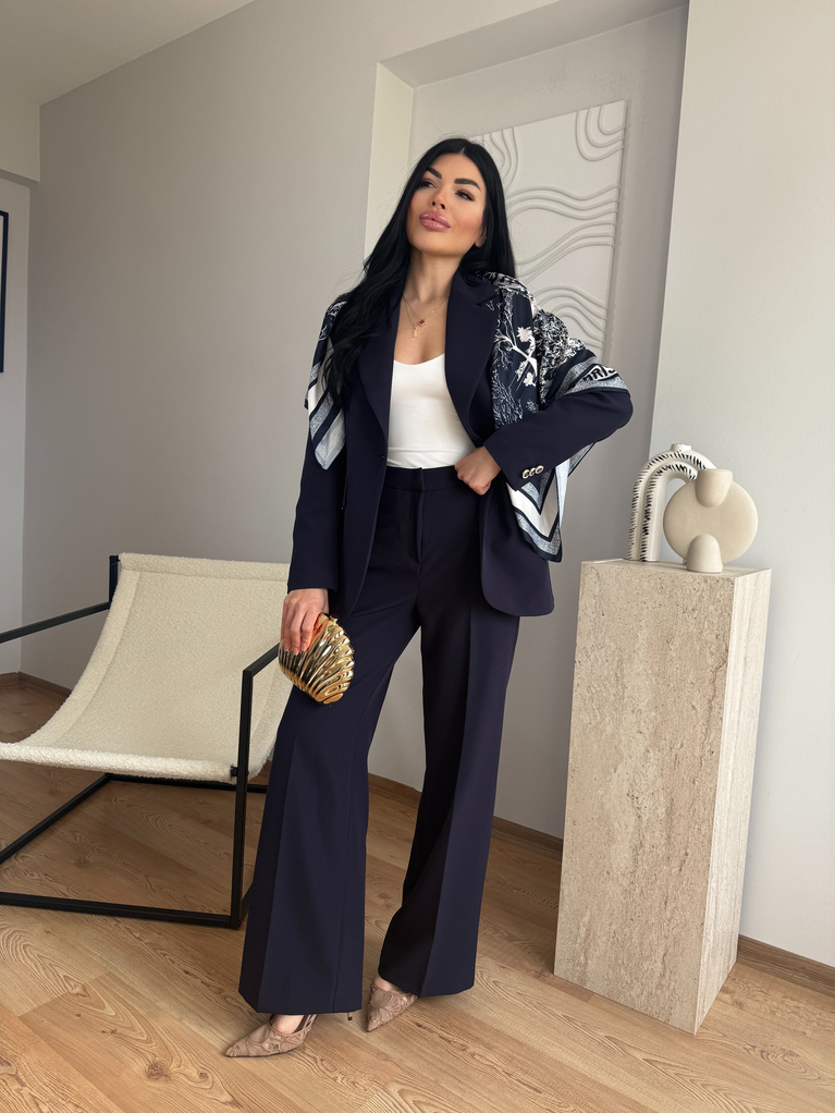 LACİVERT ŞAL DETAYLI BLAZER TAKIM
