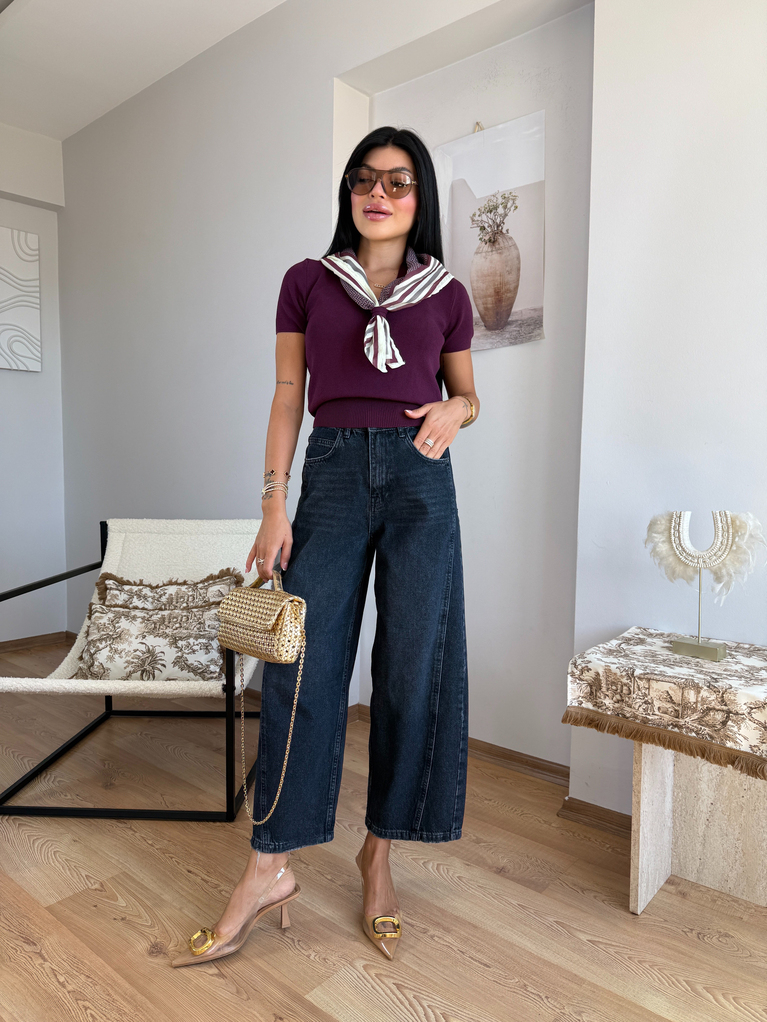MÜRDÜM FULAR DETAYLI TRİKO BLUZ