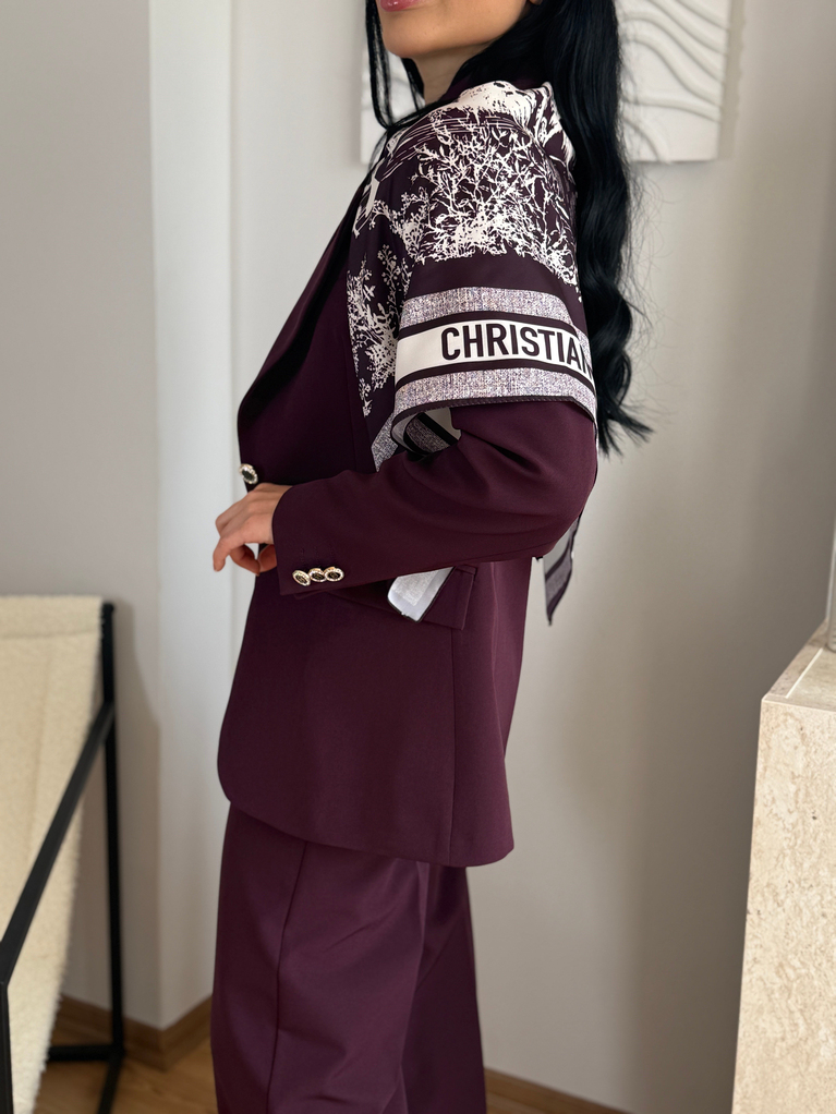 MÜRDÜM ŞAL DETAYLI BLAZER TAKIM