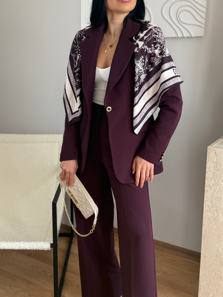 MÜRDÜM ŞAL DETAYLI BLAZER TAKIM