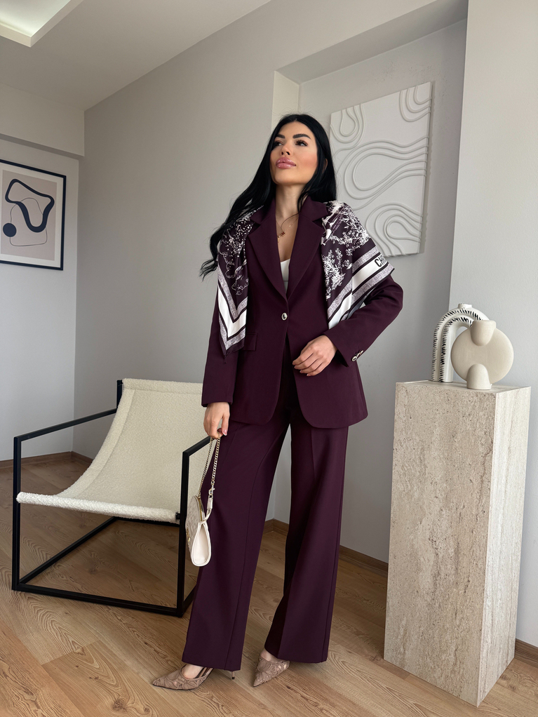 MÜRDÜM ŞAL DETAYLI BLAZER TAKIM