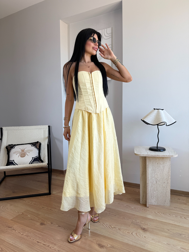 SARI  FLOŞ ASTARLI ETEK