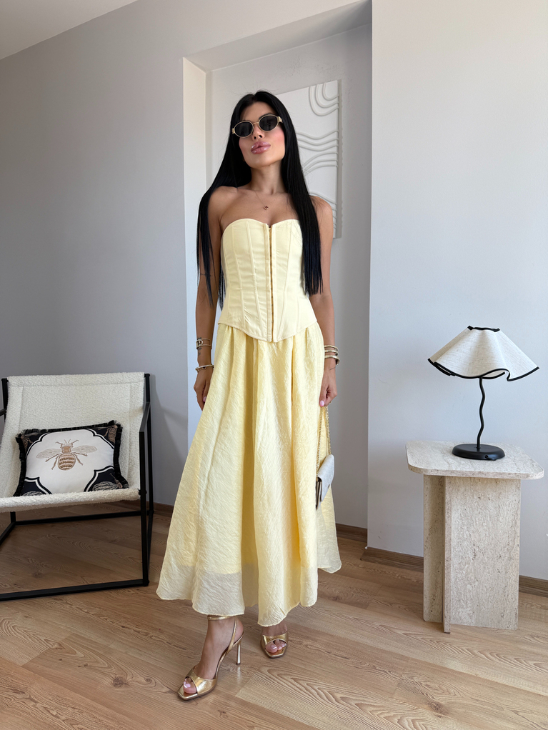 SARI  FLOŞ ASTARLI ETEK
