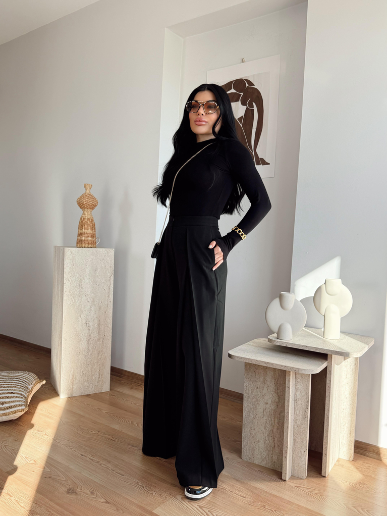 SİYAH KUMAŞ ZRA MODEL PALAZZO PANTOLON
