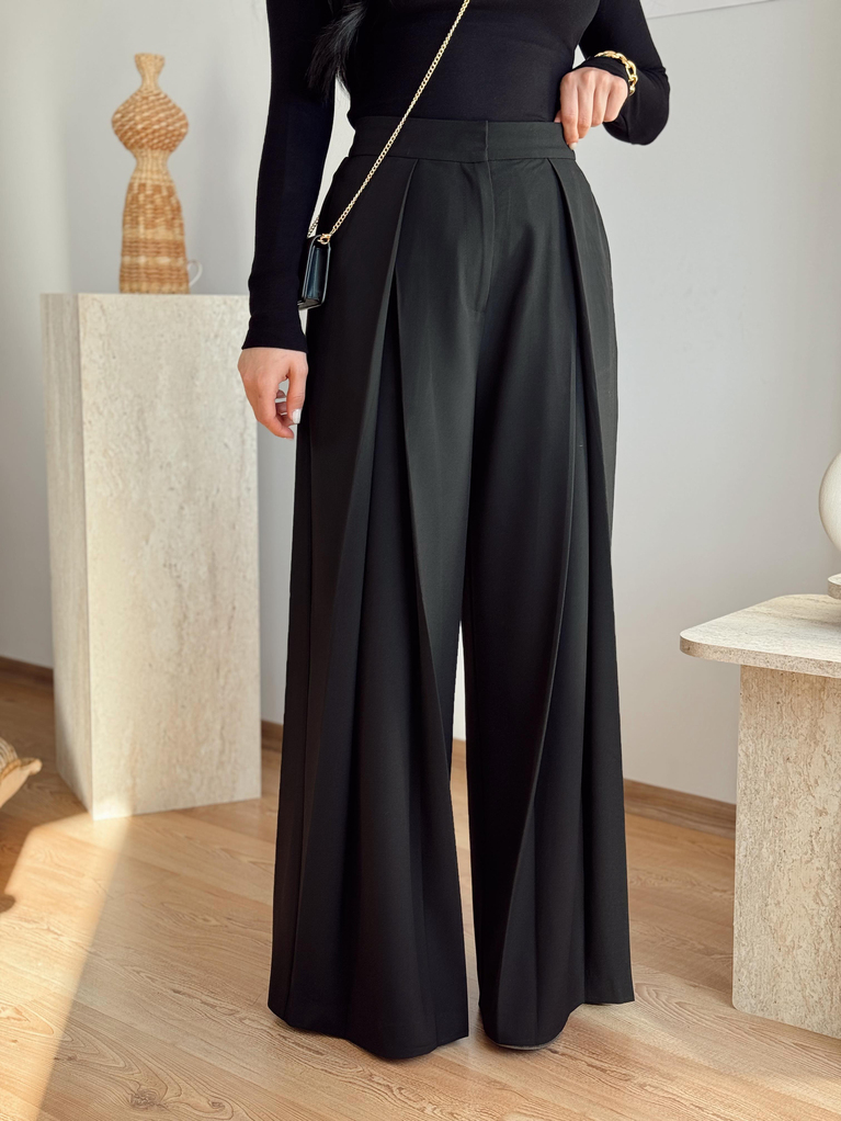 SİYAH KUMAŞ ZRA MODEL PALAZZO PANTOLON