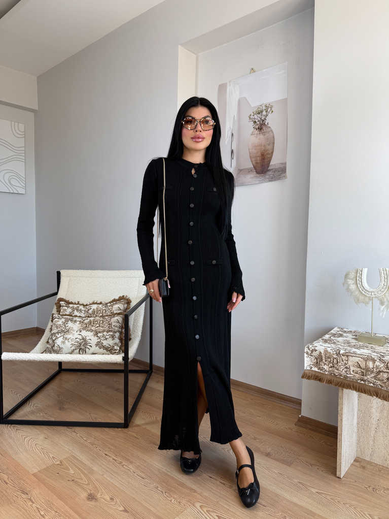 SİYAH  TRİKO ELBİSE (ASTARSIZ) MARKA MUADİL