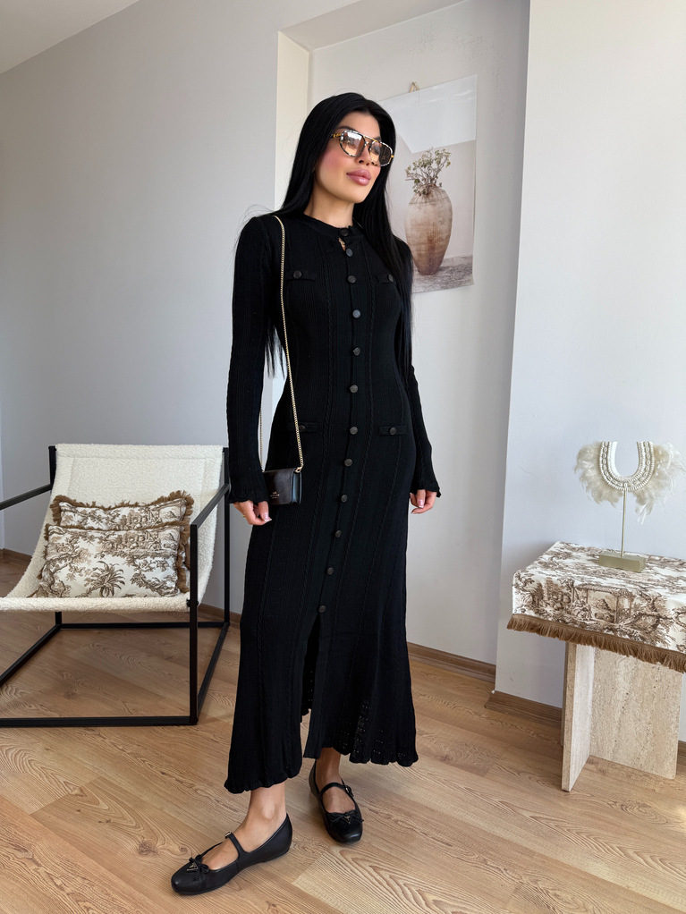 SİYAH  TRİKO ELBİSE (ASTARSIZ) MARKA MUADİL