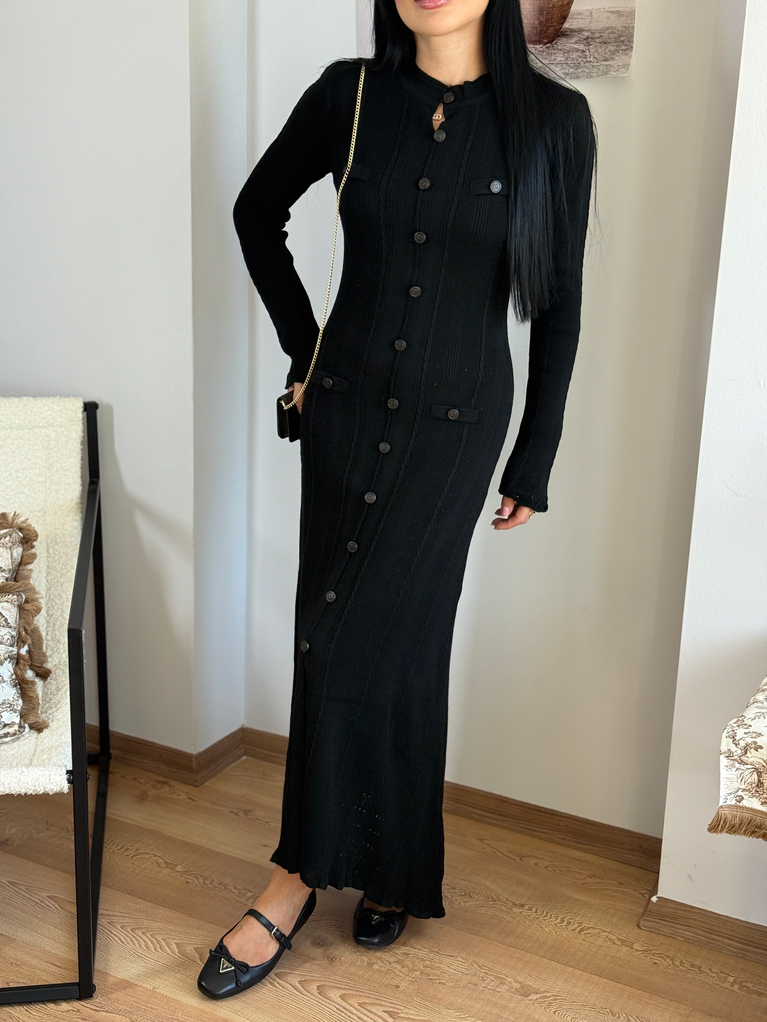 SİYAH  TRİKO ELBİSE (ASTARSIZ) MARKA MUADİL