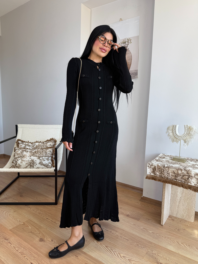 SİYAH  TRİKO ELBİSE (ASTARSIZ) MARKA MUADİL