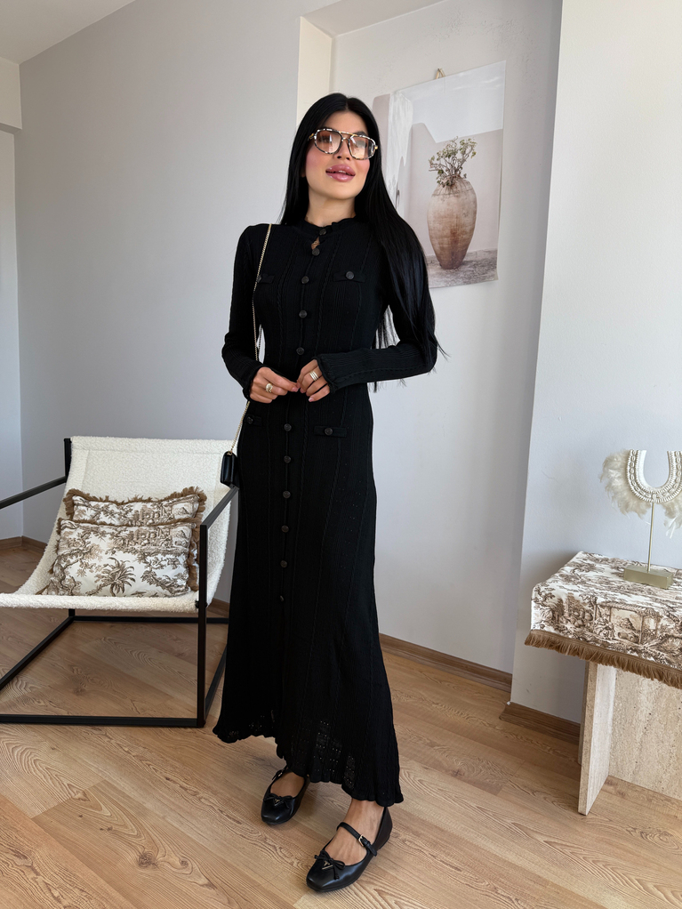 SİYAH  TRİKO ELBİSE (ASTARSIZ) MARKA MUADİL