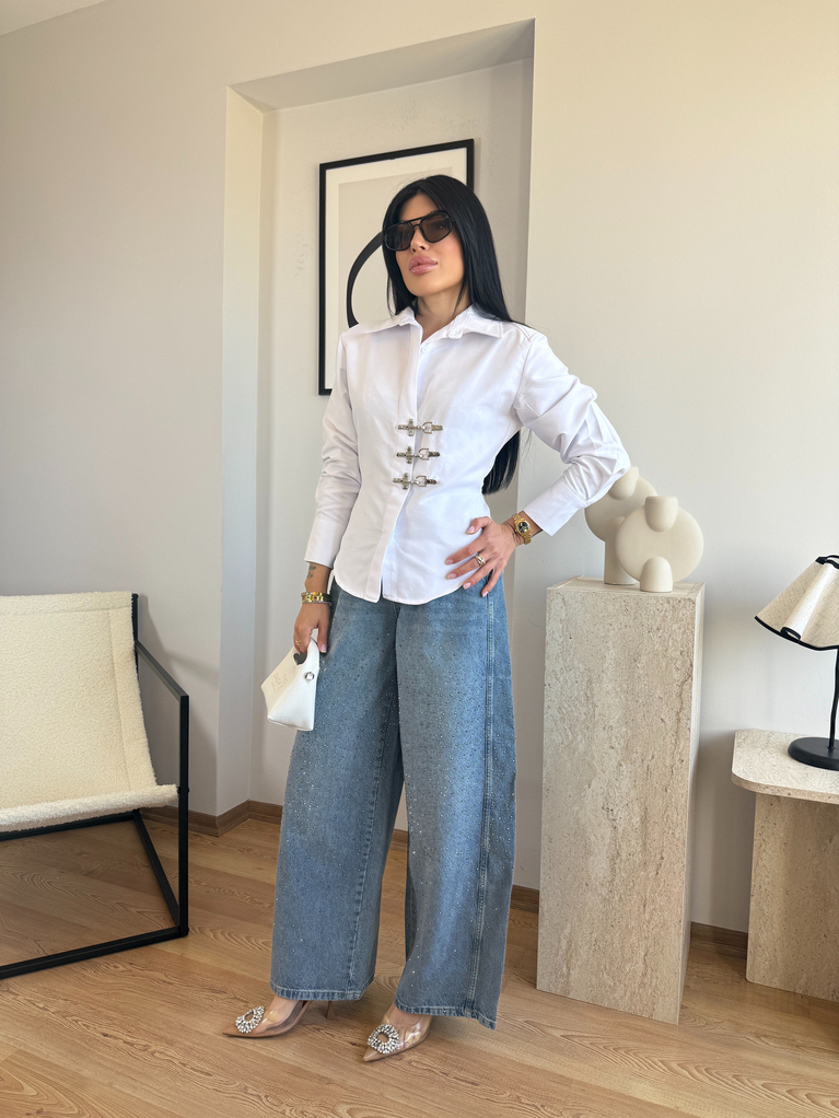 TAŞLI YÜKSEK BEL TASARIM JEAN