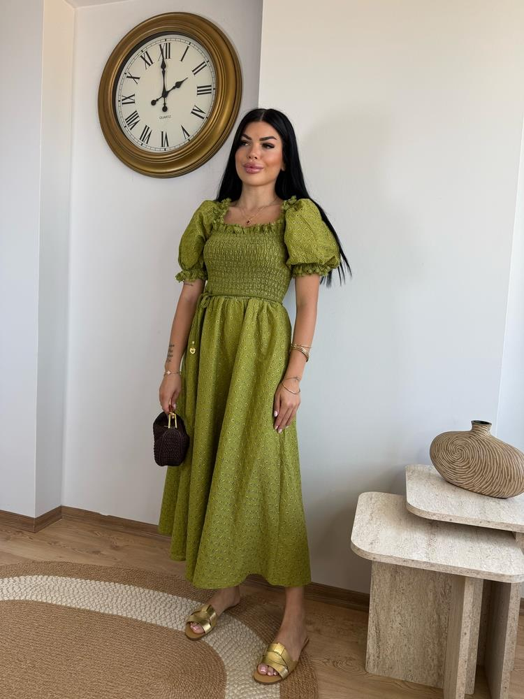 YEŞİL  FİSTO ASTARLI DİANA ELBİSE